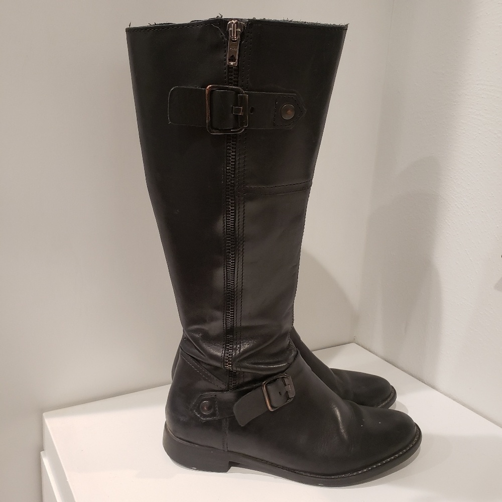 Aldo black leather riding boots